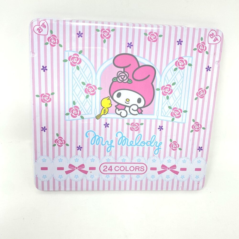 Vintage Sanrio My Melody Colored Pencils Metal Case 24 Colors Preowned Rare